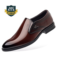 老爺車(chē)（WECKER）香港高端皮鞋真皮透氣商務(wù)正裝內增高西裝鞋防滑軟底婚鞋男一腳蹬 WK5320酒紅棕 平跟 四季款 專(zhuān)柜 38 標準皮鞋碼【240】