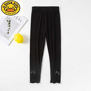 G.DUCKKIDS小黃鴨女童打底褲夏季超薄款彈力兒童莫代爾長(cháng)褲子寶寶七分褲夏天 黑色長(cháng)褲 85 碼建議身高-95CM