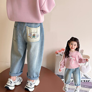 七語欣童裝女童休閑牛仔褲春秋裝兒童褲子2025新款女孩寶寶彈力牛仔長褲 藍(lán)色 120 (適合身高110-120cm)