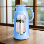 明霞冷水壺玻璃耐高溫家用客廳防摔泡茶壺大容量涼水杯晾涼白開(kāi)儲水壺 藍色 2000ml