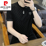 皮爾卡丹（pierre cardin）冰絲短袖T恤男夏季新款修身半袖速干體恤薄款高彈性圓領(lǐng)帥氣上衣 697黑色 M 90-115斤