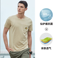 Jeep吉普新款短袖男士T恤圓領(lǐng)衣服仙護(hù)盾抗菌t恤透氣多色打底衫親膚 卡其色 XL