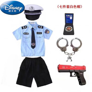 迪士尼（Disney）兒童警常服夏裝短袖套裝男女童小孩衣服警官服小寶寶警訓練演出服 小警察男款七件套白帽 120