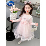 迪士尼（Disney）女童春秋連衣裙兒童庫洛米公主裙2025新款洋氣時(shí)髦女寶寶春裝紗裙 粉紅色 春秋款網(wǎng)紗連衣裙 100 建議3-4歲身高90-100cm
