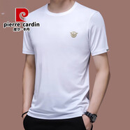 皮爾卡丹（pierre cardin）冰絲短袖t恤男2025年新款春夏季圓領(lǐng)修身薄款夏天體恤衫潮 白色19361款短袖 XL 175  【135斤-155斤】