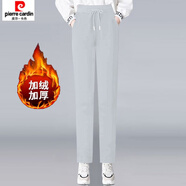 皮爾卡丹（pierre cardin）【48小時發(fā)貨】純棉運動褲女春秋衛(wèi)褲女士休閑褲高腰褲腰松緊褲廣 純棉冬款淺灰女褲 加絨 XL 建議【103-118斤】