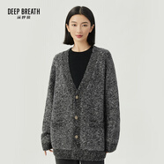 深呼吸DEEP BREATH女裝V領(lǐng)珠片金銀絲小香風(fēng)針織開(kāi)衫女A400936 銀灰 M (3碼)