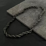 MOLC復古蛇紋黑色麻花鈦鋼項鏈男士歐美嘻哈高街小眾鎖骨鏈潮送男生 55cm黑色麻花項鏈L2525