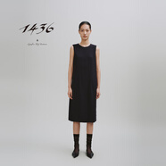 14361436意大利羊毛面料2025春夏新品女士收腰及膝連衣裙 黑 M 90cm