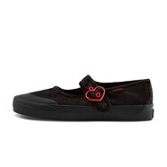 VANS范斯官方 Mary Jane黑色絲絨愛心扣女鞋瑪麗珍 黑色 38.5