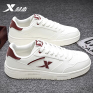 特步（XTEP）男鞋板鞋男春夏季韓版男士休閑鞋子戶(hù)外跑步鞋低幫運(yùn)動(dòng)鞋小白鞋男 帆白/團(tuán)隊(duì)紅 40