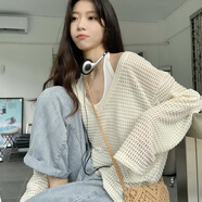 妙奕嘉針織衫鏤空罩衫夏季上衣女設(shè)計感小眾內(nèi)搭長袖外套純欲辣妹寬松 杏色鏤空V領(lǐng)長袖罩衫【無內(nèi)搭】 均碼 【建議120斤以內(nèi)】