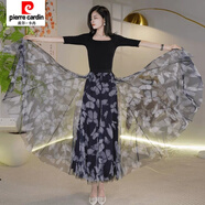 皮爾卡丹（pierre cardin）半身裙秋冬加厚百褶裙網(wǎng)紗A字裙兩穿半身裙中長(cháng)款高腰顯瘦長(cháng)裙子 6836蝴蝶正反兩面穿82 78厘米 均碼 80-150斤