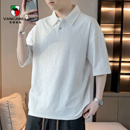 西域駱駝（VANCAMEL）短袖男夏季潮流寬松圓領(lǐng)上衣潮牌學(xué)生短袖T恤提花半袖T恤 白色XL