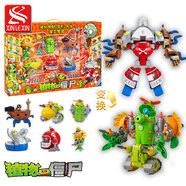 PLANTS VS ZOMBIES植物大戰僵尸男孩發(fā)射三合一變形玩具機器人 植物大戰僵尸6只套裝