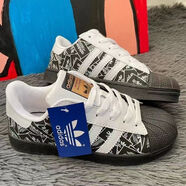 莆田鞋三條杠情侶板鞋經(jīng)典黑白金貝殼頭休閑運動(dòng)百搭潮流韓版透氣男鞋 靈蛇單層黑 [標準]6 42