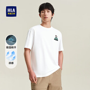 HLA海瀾之家短袖T恤男2025新品卡通涼感吸濕排汗半袖t恤男夏時尚上衣 米白花紋B0 XS 160/80A