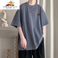 稻草人（MEXICAN）300斤大碼男裝肥佬棉短袖T恤男夏季新款港風(fēng)寬松半袖體恤上衣服 DX深灰(左胸黃標) 7XL 230260斤