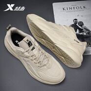 特步男鞋秋冬休閑鞋子男透氣網(wǎng)面潮流老爹鞋戶(hù)外旅游鞋男跑步運動(dòng)鞋 0030黏土色 40