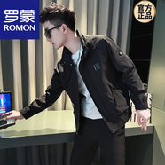 羅蒙（ROMON）男士休閑外套春秋季2025新款潮流韓版痞帥男裝休閑百搭夾克衫男款 黑色 2XL