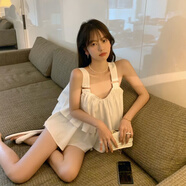 愷吉銳2025年夏季韓版設計感甜美百搭雙層荷葉邊吊帶背心上衣女潮 白色 S