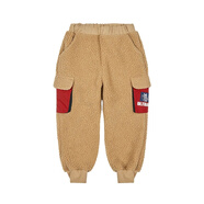 千趣會(huì )童裝冬款奧特曼聯(lián)名款男女童寶寶加厚仿羊羔毛束腳褲 米色×紅色 90 cm