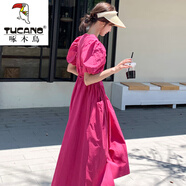 啄木鳥（TUCANO）泡泡袖長(zhǎng)裙女夏初戀小個(gè)子顯瘦度假小心機(jī)法式少女連衣裙洋氣3147 玫紅色 S