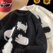 7家優(yōu)品兔子男士毛衣冬季男毛衣男冬季加厚外套男潮流寬松慵懶風(fēng)針織衫男 MF-A275黑色 XL