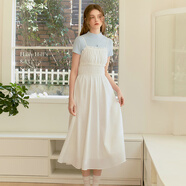 樂(lè )町韓系吊帶長(cháng)裙25年春季新款顯瘦打攬純色長(cháng)裙萊賽爾飄逸連衣裙 亮白（現貨） L