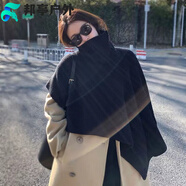 套頭圍脖披肩高領不規(guī)則毛衣斗篷女秋冬外塔黑色脖套毛線針 黑色