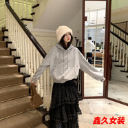 美安嘉2025新款小個(gè)子miu系白色蕾絲半身裙子女秋冬公主蓬蓬裙蛋糕長(cháng)裙 黑色不加絨 均碼 80-100斤 裙長(cháng)80左右