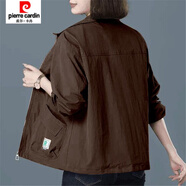 皮爾卡丹（pierre cardin）大碼寬松夾克短外套女秋季新款中老媽媽裝大口袋休閑風(fēng)衣女 1166#咖啡色 【有里布】 2XL 【建議130-145斤】