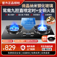 華蒂干燃?xì)庠钐烊粴?煤氣灶雙灶 家用嵌入式燃?xì)庠钜夯瘹夤扪b專用臺式灶具 不銹鋼5.2kw猛火定時煤氣爐 【微晶玻璃】鴛鴦九腔直噴定時款+全銅火蓋 一級能效 管道-天然氣【上門安裝】