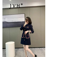 JVH香港潮牌小香風(fēng)POLO連衣裙女 2025春季新款英倫風(fēng)收腰顯瘦短裙子 藏青色 L 108-116斤