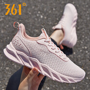 361°361女鞋運動(dòng)鞋女2025春季新款官方旗艦正品網(wǎng)面透氣減震跑步鞋子 透明粉/鹽粉色-2211F 38