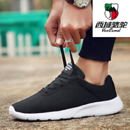 西域駱駝（VANCAMEL）網(wǎng)鞋男夏季透氣潮鞋大碼運(yùn)動(dòng)輕便軟底跑步鞋 A06黑白 42