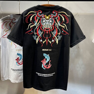 南極人2025年夏季新款國(guó)潮民族風(fēng)刺繡短袖t恤男正肩圓領(lǐng)T恤 黑色 XL 【建議120-135斤】