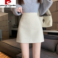 皮爾卡丹（pierre cardin）小香風(fēng)名媛粗花呢半身裙女夏季新款甜辣妹性感氣質(zhì)顯瘦包臀短裙子 杏色 M 【90-110斤】