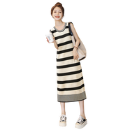 【95成新】絲柏舍休閑裙子2025夏裝新款女裝慵懶風(fēng)條紋連衣裙