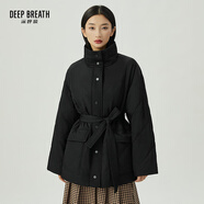 深呼吸DEEP BREATH女裝立領(lǐng)中長(cháng)款棉服上衣外套女【附腰帶】A400926 黑 L (4碼)