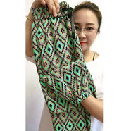 皮爾卡丹歐貨冰絲褲女夏季薄款休閑褲遮肉束腳褲寬松顯瘦百搭九分燈籠褲子 菱形格 M 【80-100斤】