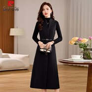 皮爾卡丹（pierre cardin）毛呢背心連衣裙兩件套套裝女2025秋冬新款感減齡遮肚子氣質(zhì)套裝裙 黑色(背心裙+打底衫) M 建議(90-105斤)