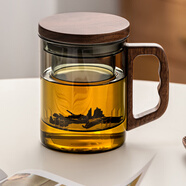 憶壺茶（YIHUTEA） 泡茶杯茶水分離玻璃杯辦公室茶道喝茶杯子男士個人專用高檔水杯 【輕奢黑】 泡茶杯