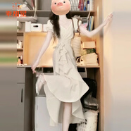 乖甜星法式白色高級(jí)感連衣裙子女2025夏季新款氣質(zhì)小個(gè)子不規(guī)則設(shè)計(jì)長(zhǎng)裙 米白色 【垂墜感泡泡袖v領(lǐng)】 L 【建議120-130斤】
