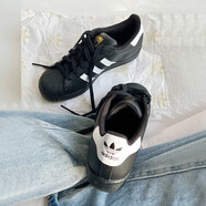 阿迪達(dá)斯 （adidas）官方男女鞋三葉草板鞋運(yùn)動(dòng)鞋情侶金標(biāo)小白鞋學(xué)生百搭休閑鞋 EG4959/黑色金標(biāo)貝殼頭 37