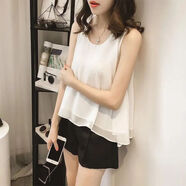 澤萬邦雙層雪紡背心女吊帶韓版寬松大碼胖mm夏季ins潮搭 白色 【雙層雪紡】【拍下禮品】 S 【建議60-90斤】