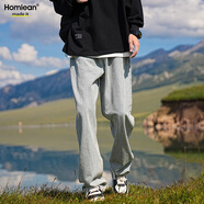 Homlean街頭復(fù)古牛仔褲男春夏小眾潮流美式百搭水洗長褲子05淺藍(lán)3XL