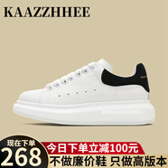 咖織（Kaazzhhee）小白鞋輕奢2024春季新款松糕厚底內(nèi)增高男女鞋情侶運動休閑板鞋 黑絨尾【千元級品質(zhì)】禮盒包裝 40 【男碼】