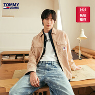 TOMMY JEANS【寬松燈芯絨】春夏季男裝美式復古工裝風襯衣襯衫男外套19515 卡其色AB9 XL （推薦：170-190斤）