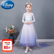 迪士尼（Disney）冰雪奇緣艾莎公主裙女童2025春夏季愛(ài)沙連衣裙亮片白色拖地披風(fēng)裙 愛(ài)莎公主裙 春秋款 140 身高130-140cm 55-65斤